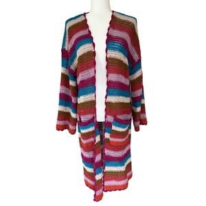 Xirena Crochet Long Cardigan Carsyn Multicolor Sweater size small